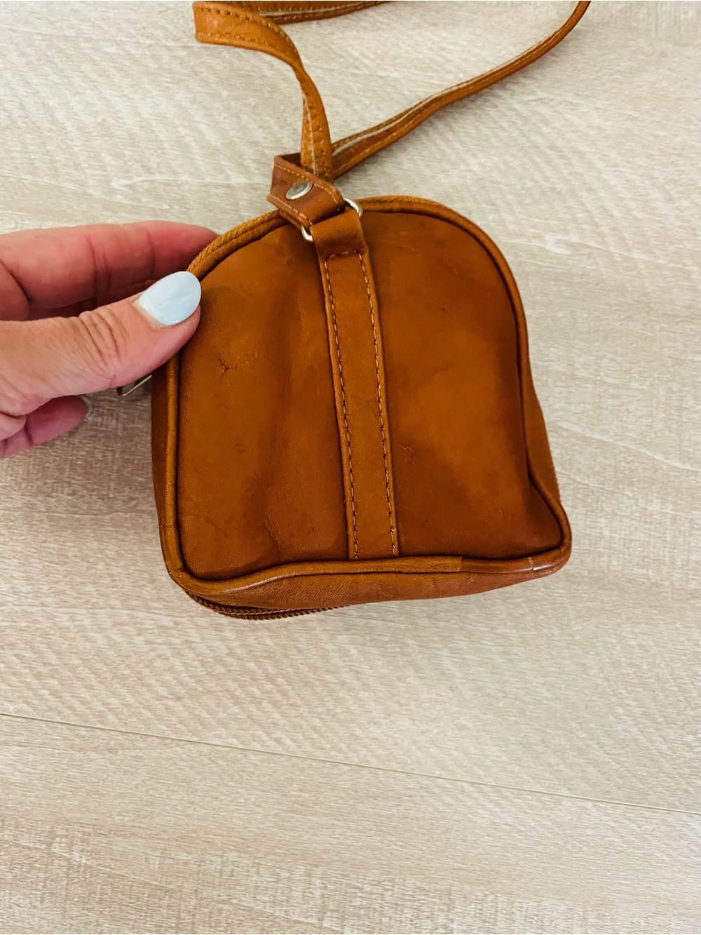 New Brown Leather Mini Crossbody Backpack Convertible Duffle Festival Bag Purse